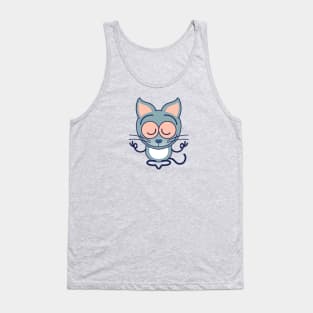 Cute gray cat meditation, keep calm Tank Top